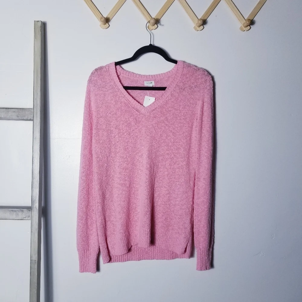 NWT J. CREW V-NECK PINK SWEATER SIZE SMALL